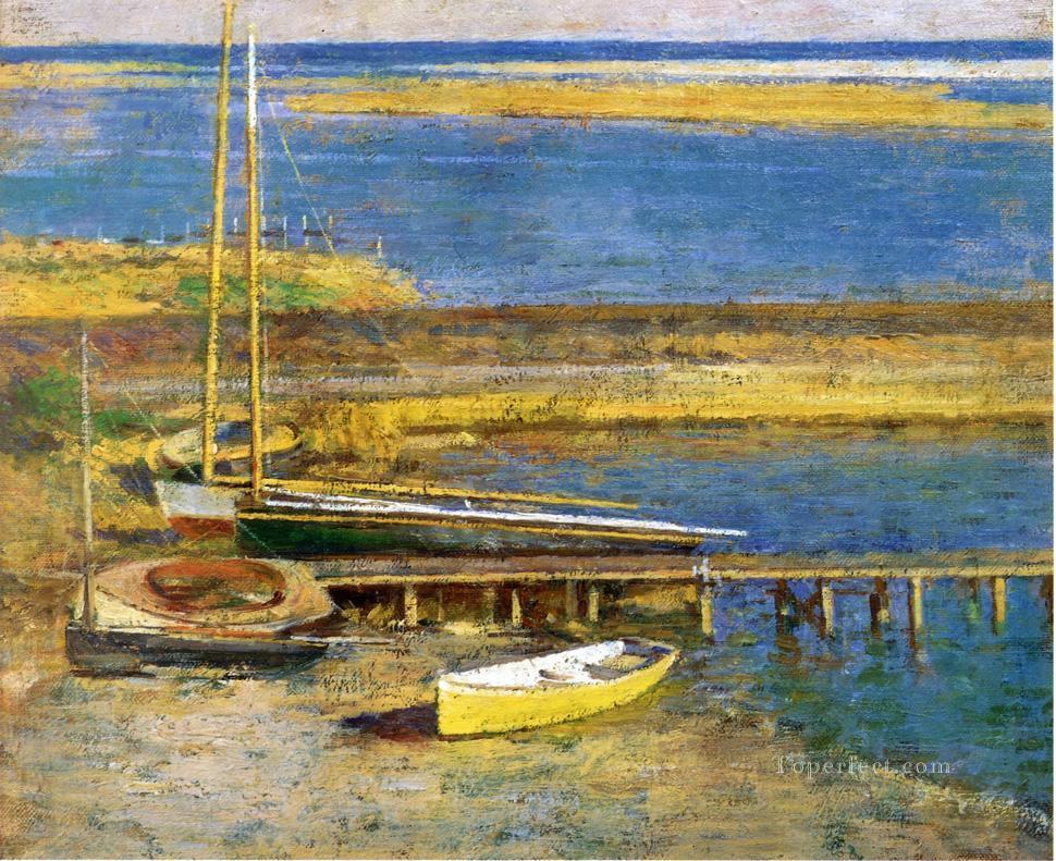 Boats at a Landing boat Theodore Robinson Oil Paintings